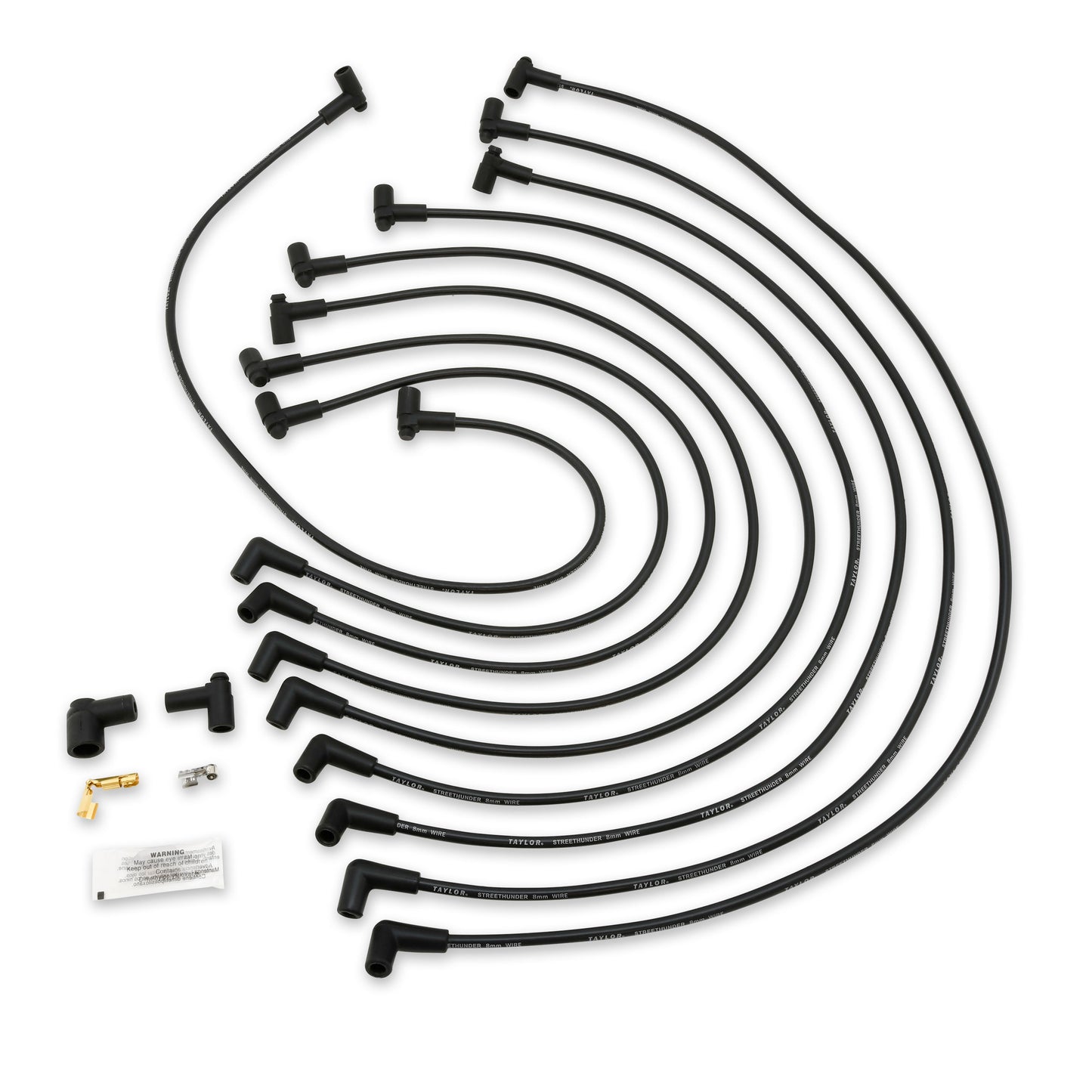 Taylor Cable 51012 8mm Streethunder Custom Spark Plug Wires 8 cyl black