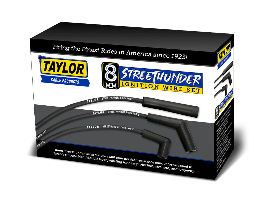 Taylor Cable 53037 8mm Streethunder Custom Spark Plug Wires 6 cyl black