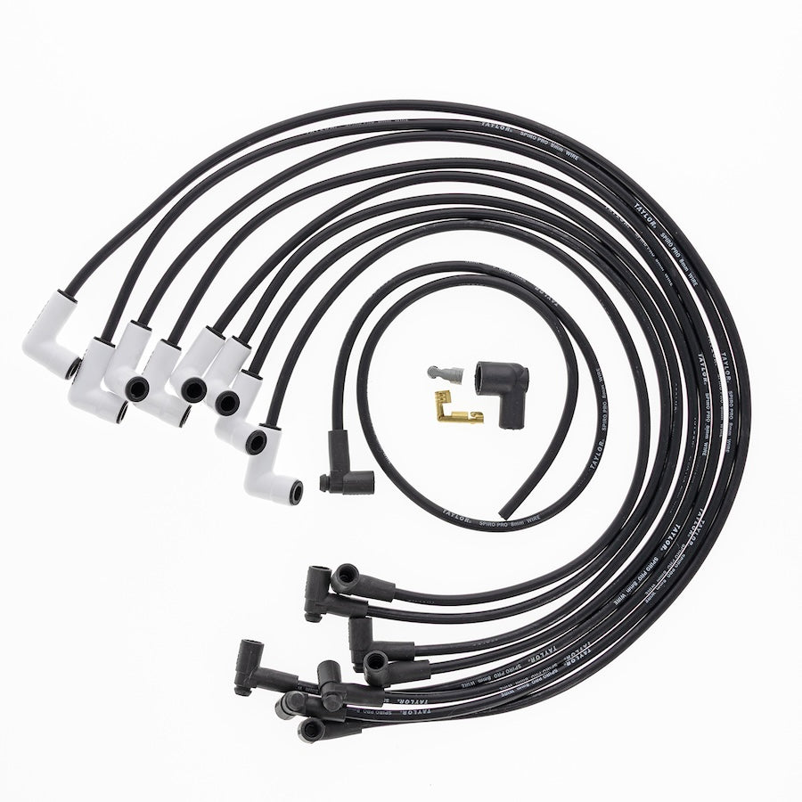 Chevy Big Block Race Fit 8mm Spiro-Pro White Ceramic Boots Spark Plug Wire Set with Under Headers HEI Fitment