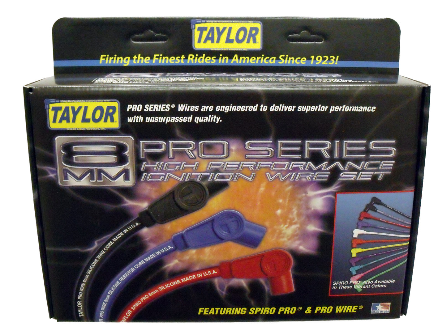 Taylor Cable 75058 8mm Spiro Pro White Ceramic Boot Race Fit Wire Set 135˚ Black