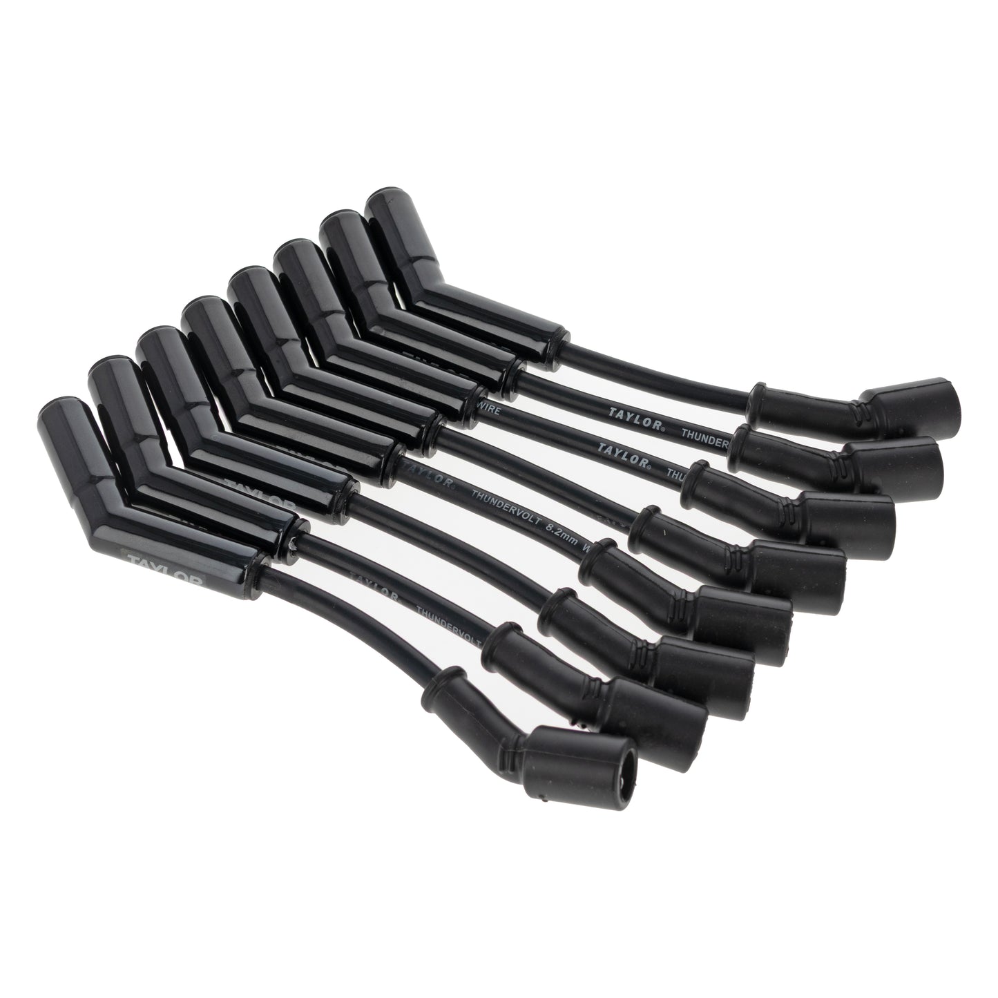 LS Engines Race Fit 8.2mm Thundervolt Black Ceramic Boots Spark Plug Wire Set with 9.5" Car Header Fitment