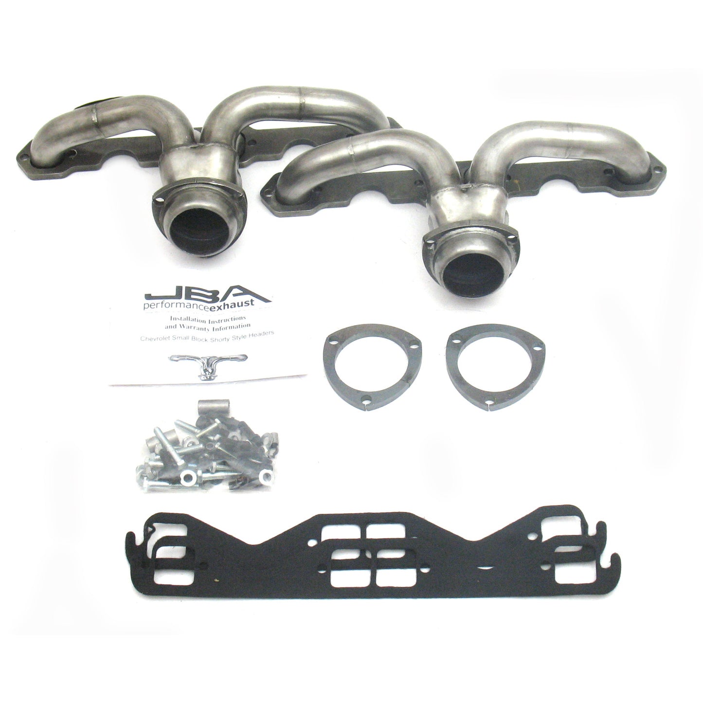 JBA Performance Exhaust 1815S-1 1 5/8" Header Shorty Stainless Steel Chevrolet Center Exit Pre-LT1 Heads