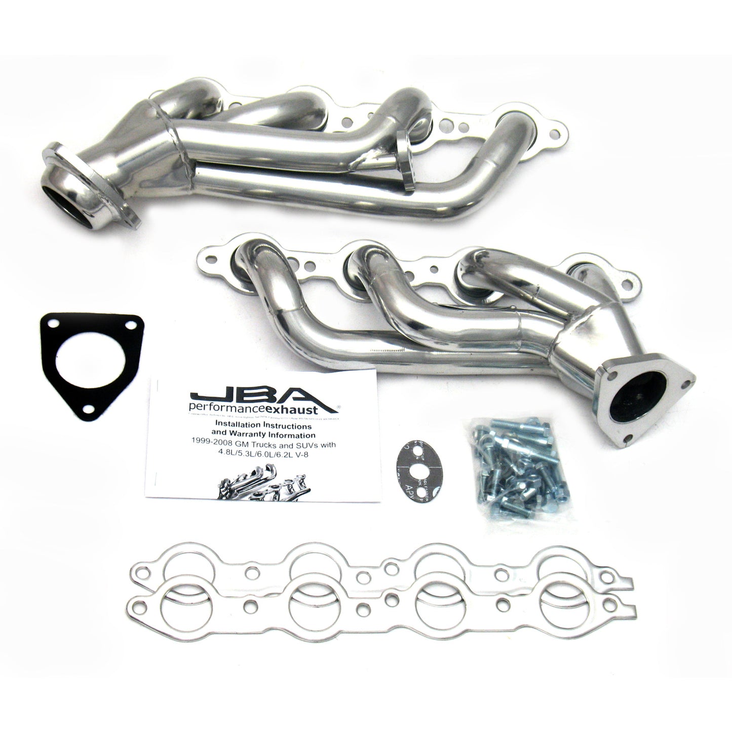 JBA Performance Exhaust 1850SJS 1 5/8" Header Shorty Stainless Steel 99-01 GM Truck 4.8/5.3L Silver Ceramic