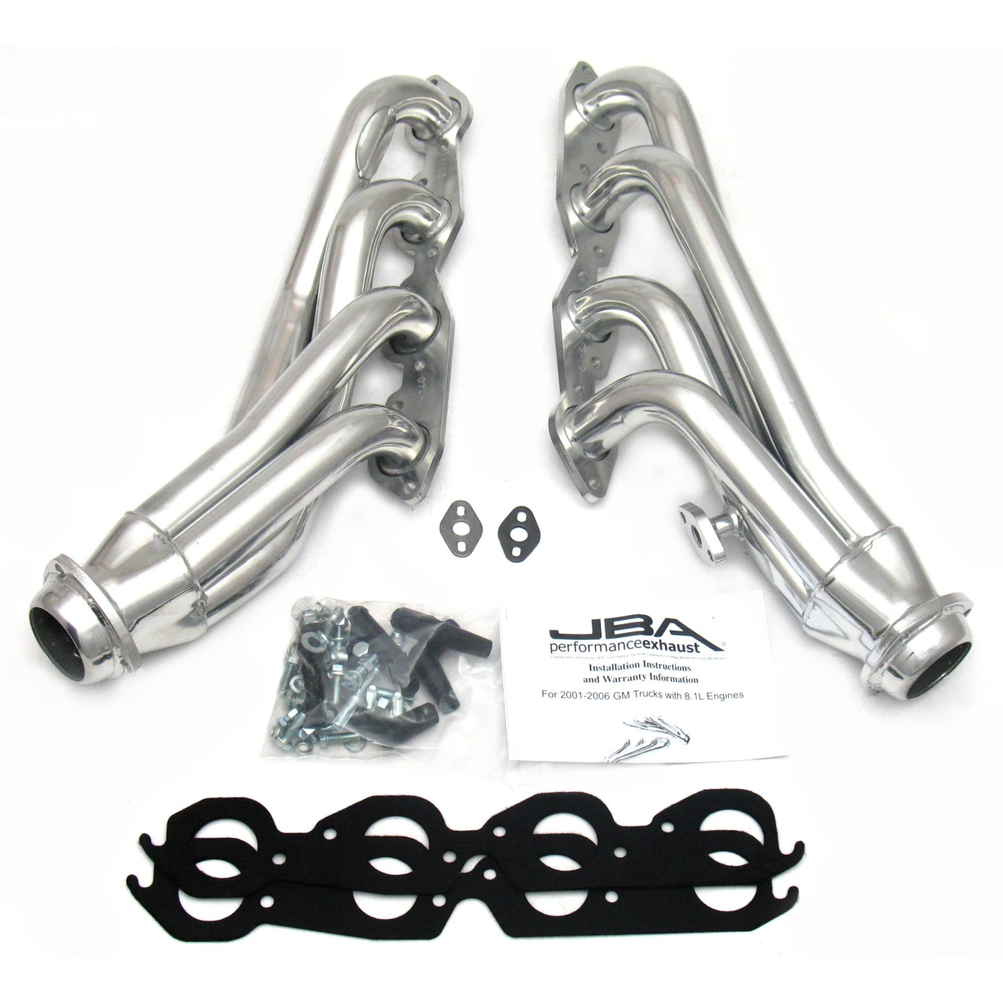 JBA Performance Exhaust 1860SJS 1 3/4" Header Shorty Stainless Steel 01-03 GM HD Truck 8.1L Silver Ceramic