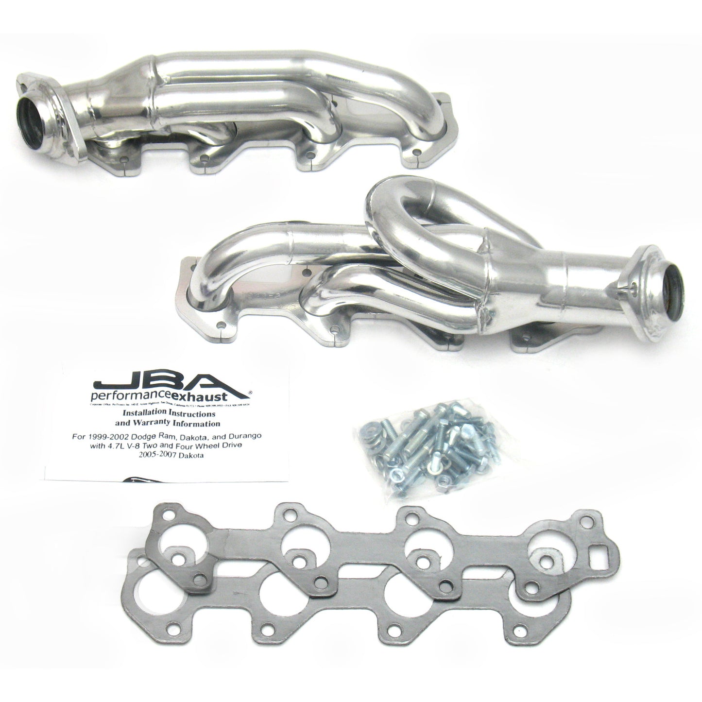 JBA Performance Exhaust 1949S-2JS 1 1/2" Header Shorty Stainless Steel Dodge 04-07 Dakota Ram 4.7L Silver Ceramic