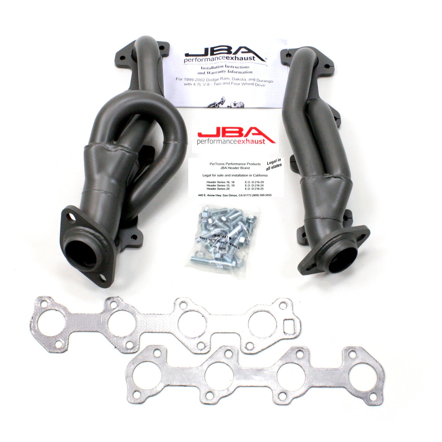 JBA Performance Exhaust 1949S-2JT 1 1/2" Header Shorty Stainless Steel Dodge 04-07 Dakota 4.7L Titanium Ceramic