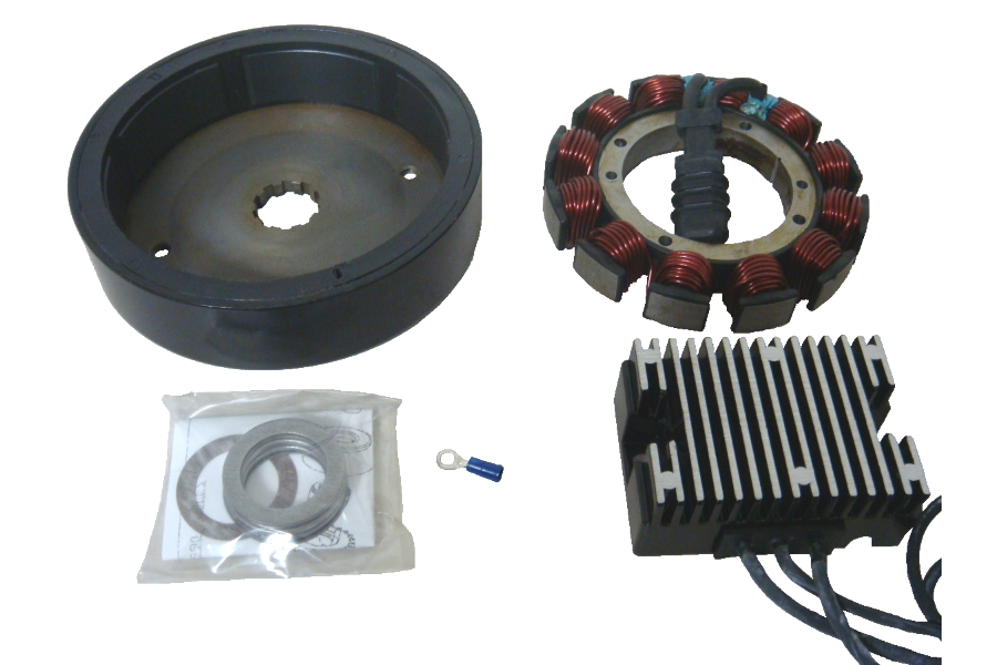 Spyke 425410 - 32 Amp Charging Kit with Black Voltage Regulator for 70-99 Big Twin Harley® Models (Except Twin Cam)
