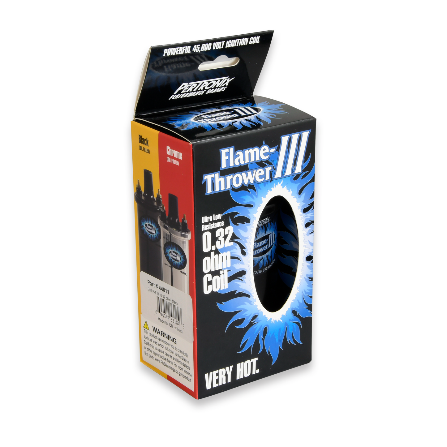 PerTronix 44011 Ignitor III Oil Filled 45,000 Volt Ignition Coil with 0.32 Ohms Resistance in Black