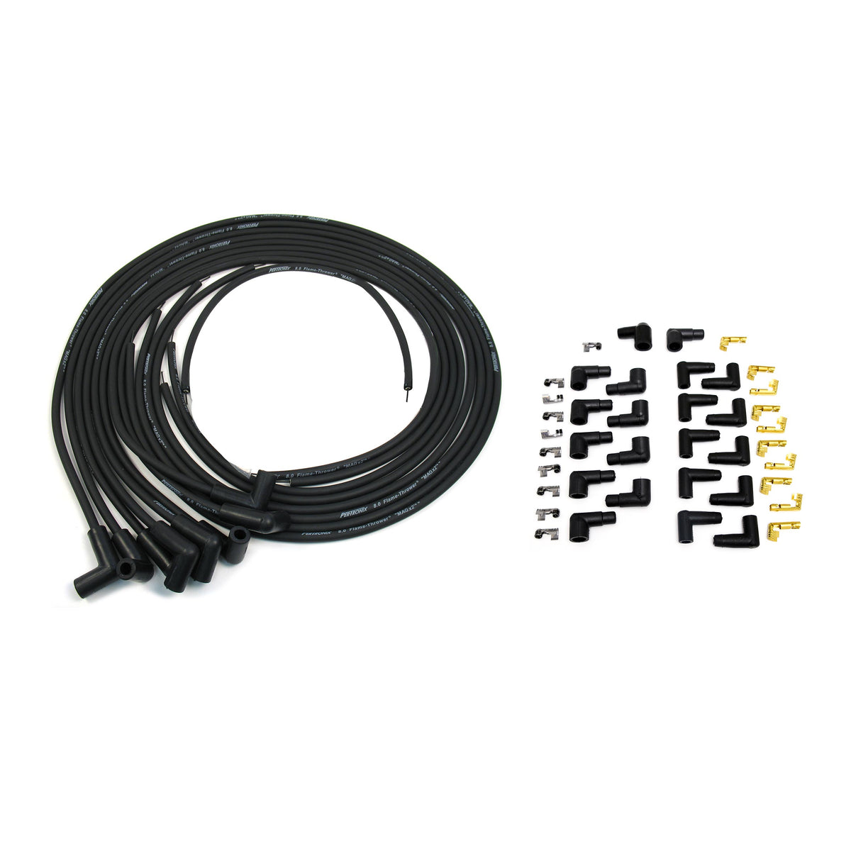 PerTronix 808290 Flame-Thrower Spark Plug Wires 8 cyl 8mm Universal 90  Degree Black