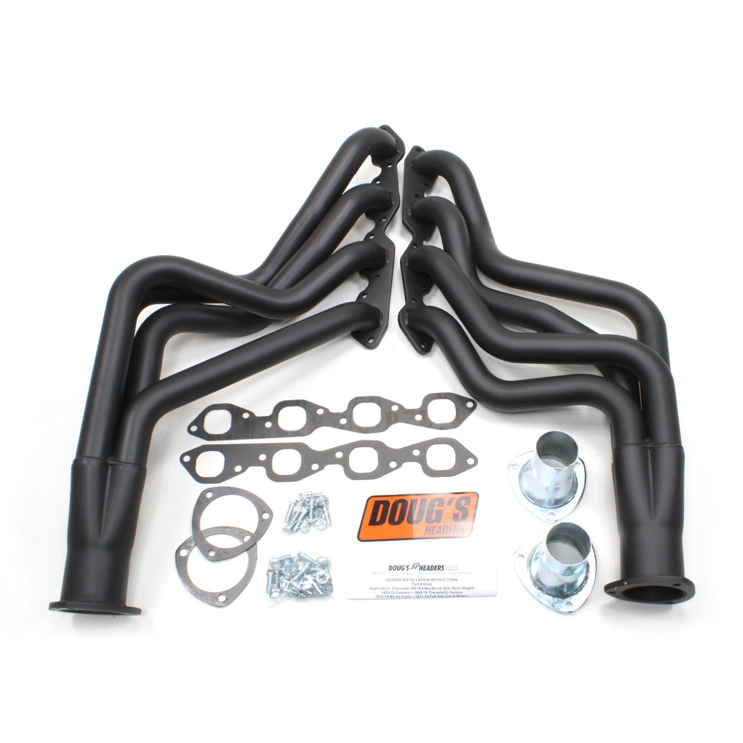 Doug's Headers D322-B 2" 4-Tube Full Length Header Chevrolet Chevelle Big Block Chevrolet 64-67 Hi-Temp Black Coating