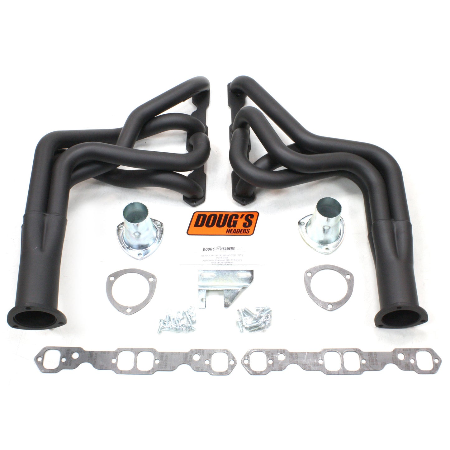 Doug's Headers D323-B 1 7/8" 4-Tube Full Length Header Camaro Small Block Chevrolet 67-69 Hi-Temp Black Coating