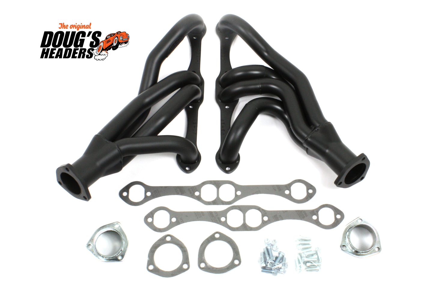 Doug's Headers D327-B 1 5/8" 4-Tube Shorty Header Chevrolet/Chevy II, Nova 265-400 Small block with a Detroit Speed rack front clip conversion Hi-Temp Black Coating