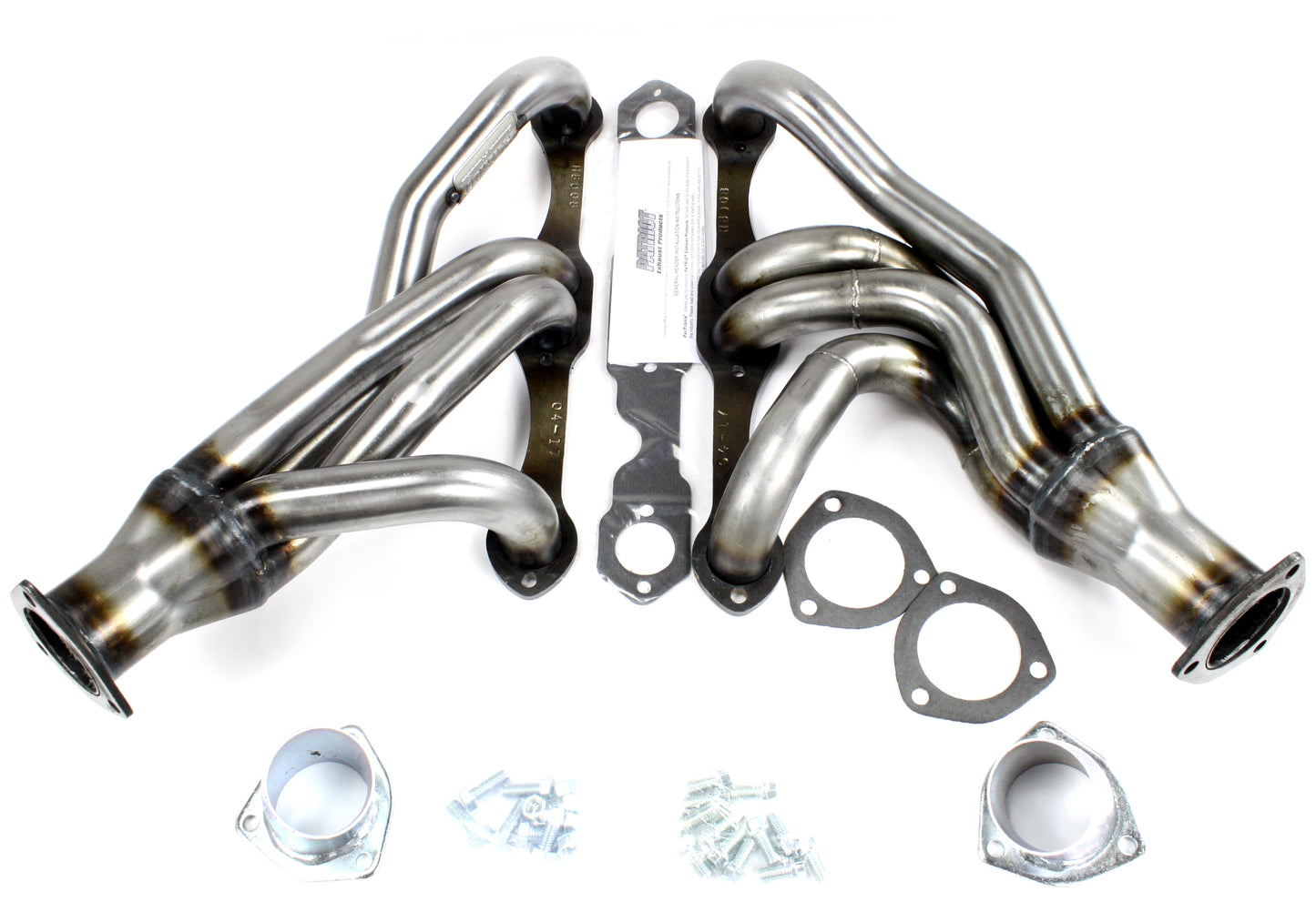 Patriot Exhaust H8008 1 5/8" 4-Tube Clippster Header 1962-79 ChevyII/Nova 265-400 Chevrolet Engine with a Detroit Speed front clip rack conversion Raw Finish