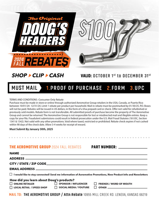 Doug's Headers Mail-In Rebate Form