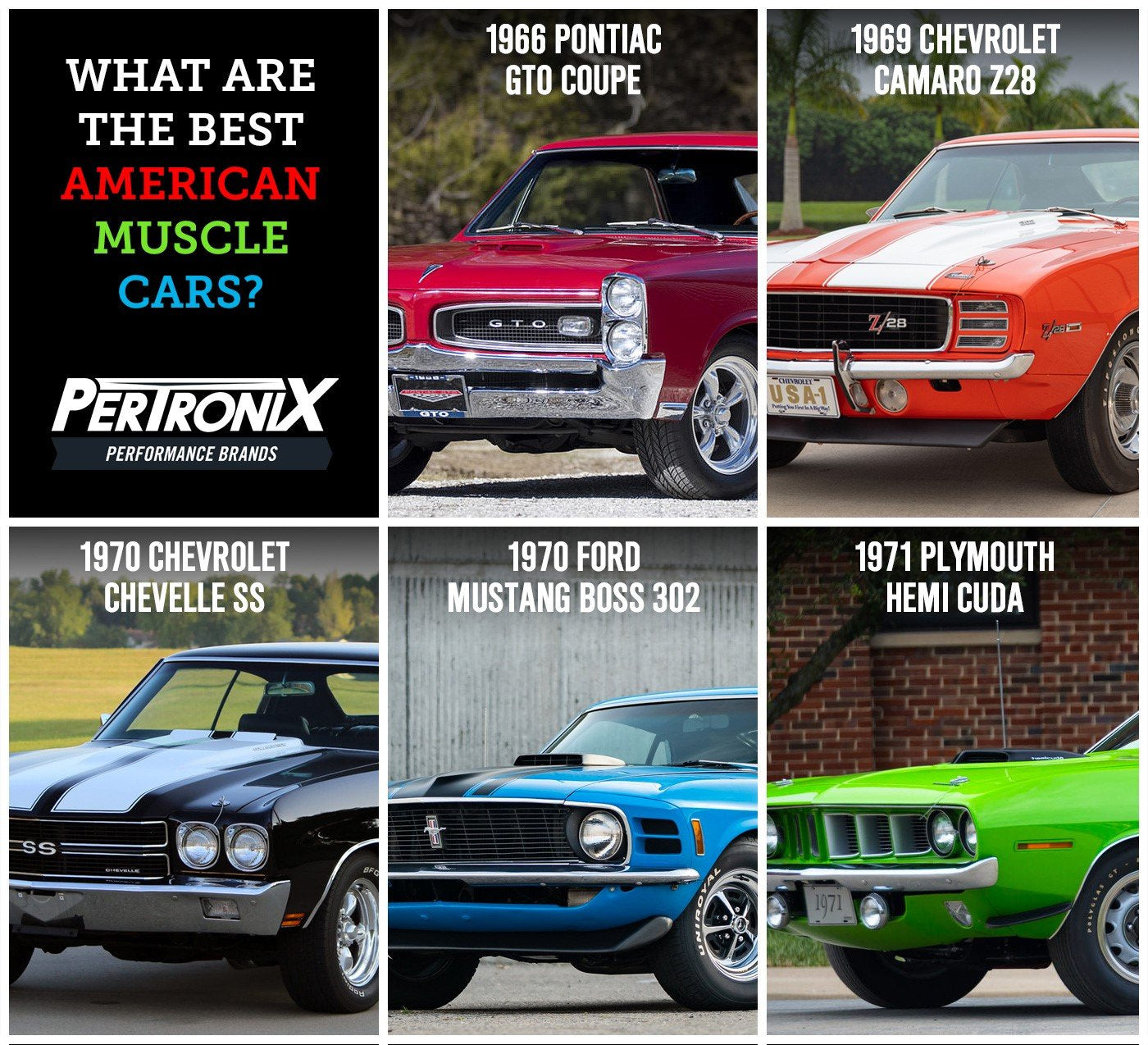 Photos of classic American muscle cars