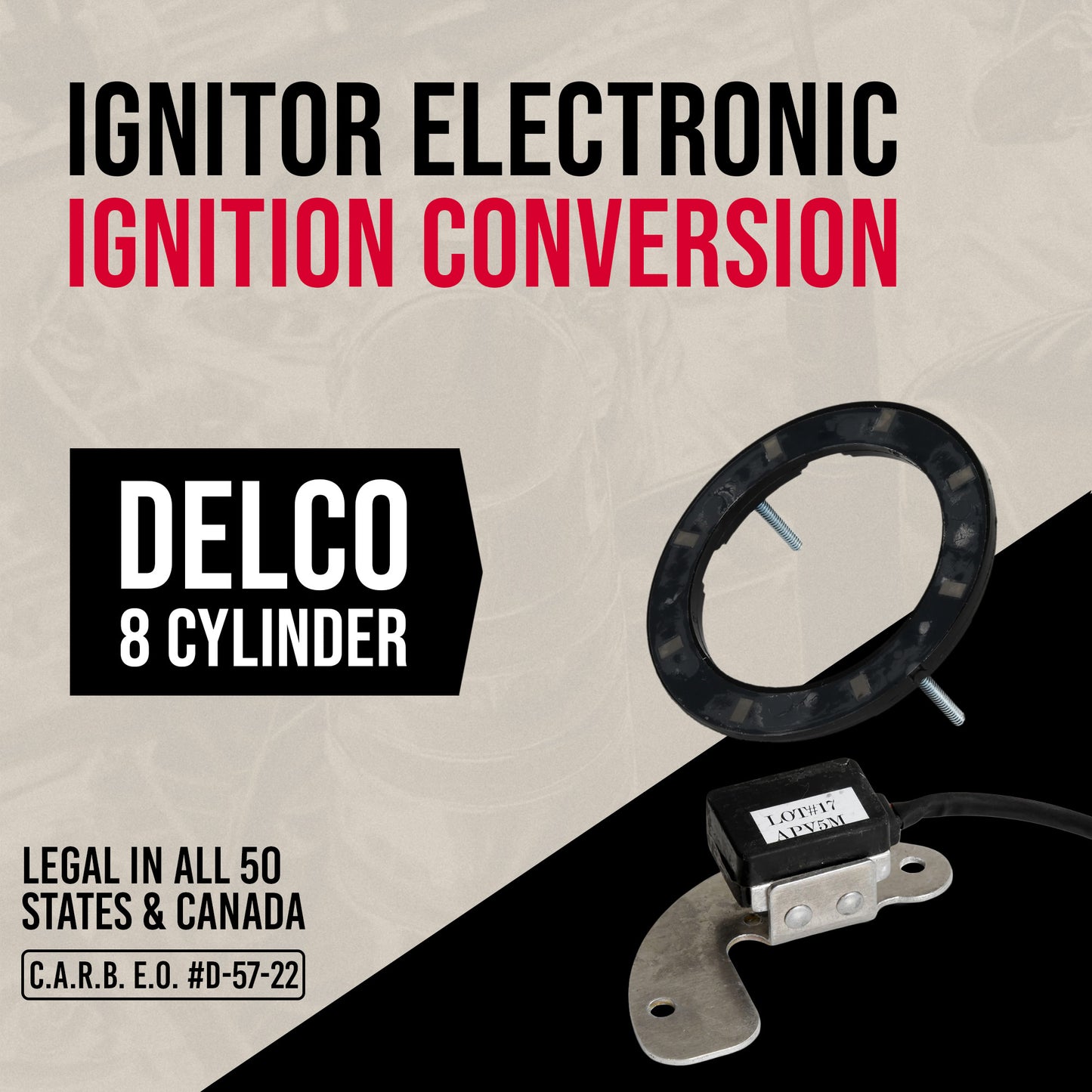 Delco 8 Cylinder Ignitor® Electronic Ignition Conversion - 12 Volt Negative Ground - PerTronix 1181