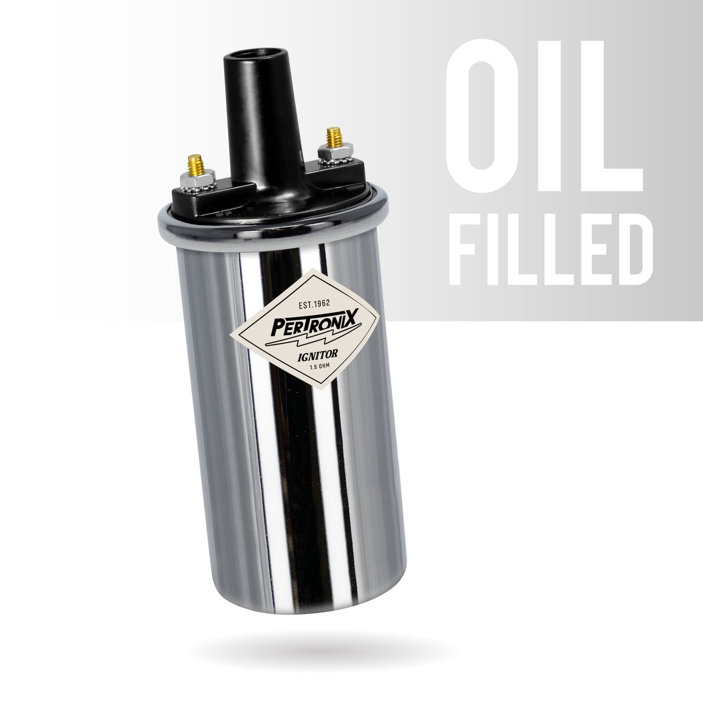 PerTronix 40001 Ignitor Oil Filled 40,000 Volt Ignition Coil with 1.5 Ohms Resistance in Chrome