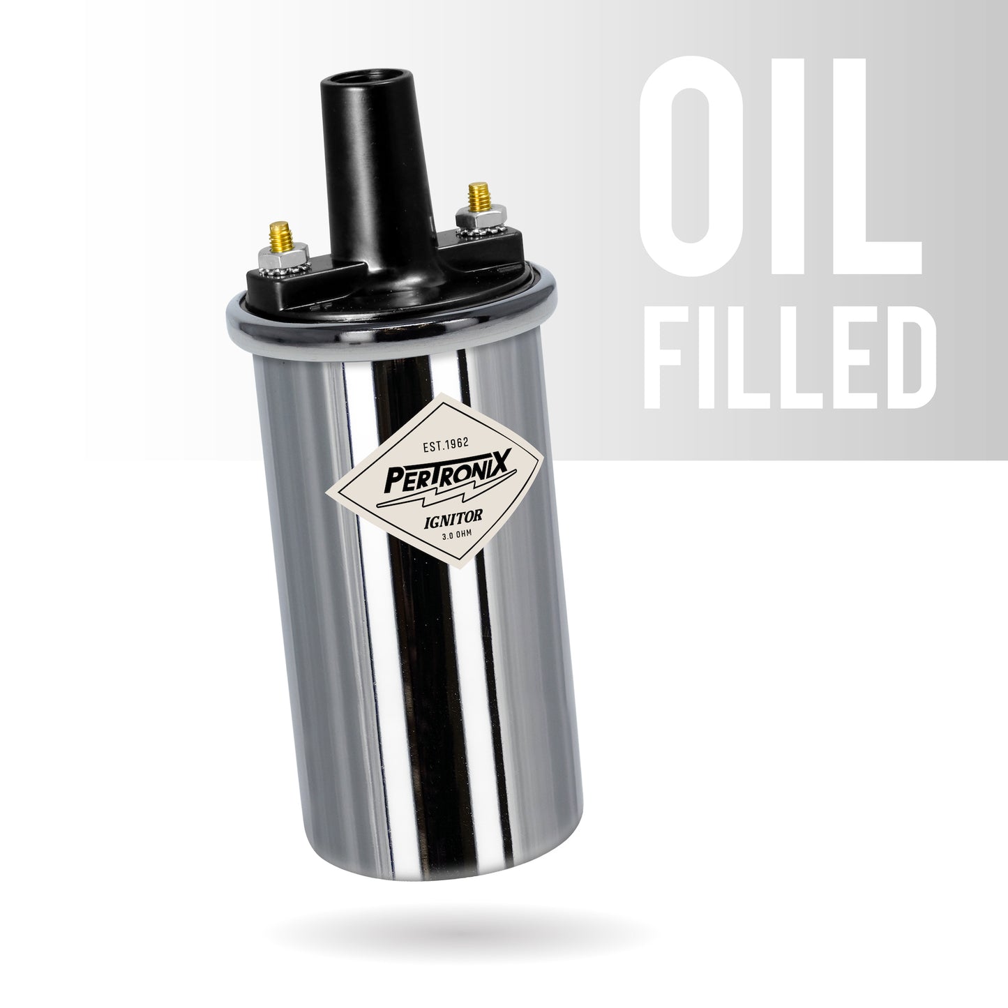 PerTronix 40501 Ignitor Oil Filled 40,000 Volt Ignition Coil with 3.0 Ohms Resistance in Chrome