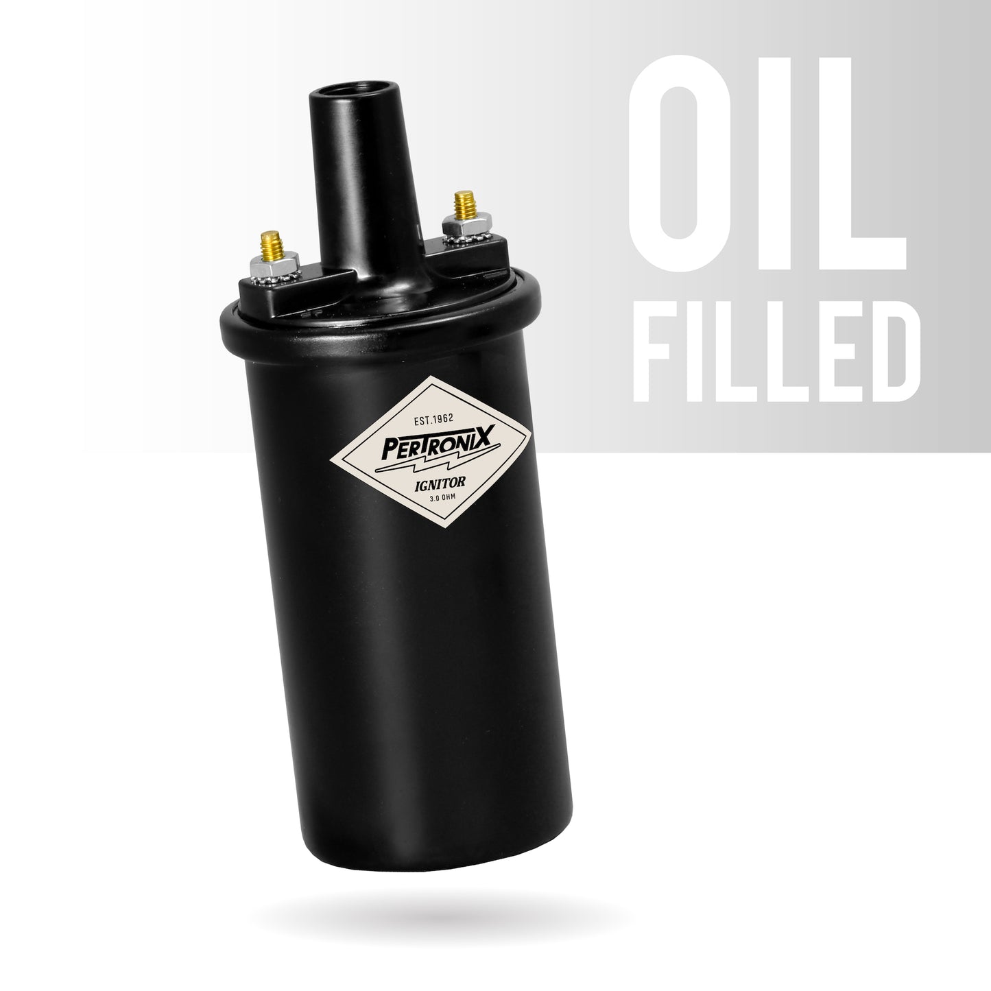 PerTronix 40511 Ignitor Oil Filled 40,000 Volt Ignition Coil with 3.0 Ohms Resistance in Black