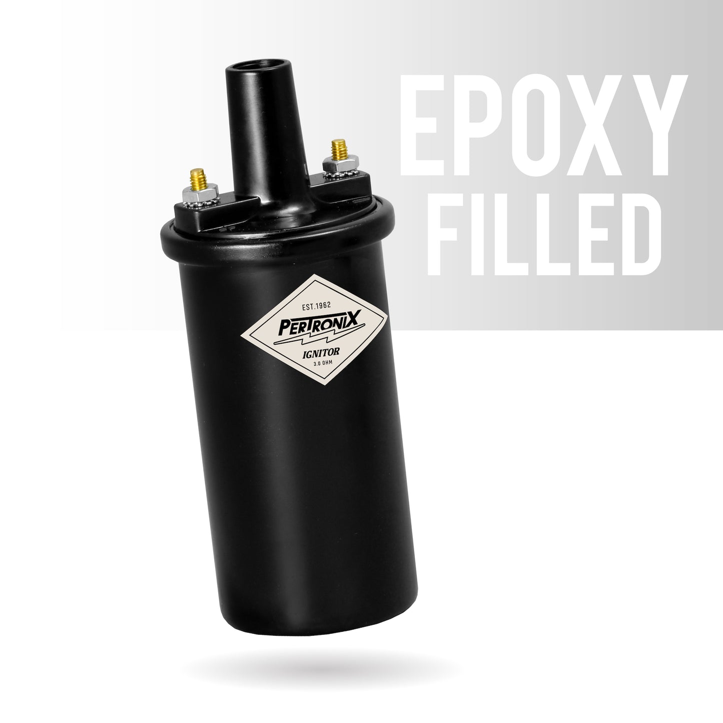 PerTronix 40611 Ignitor Epoxy Filled 40,000 Volt Ignition Coil with 3.0 Ohms Resistance in Black