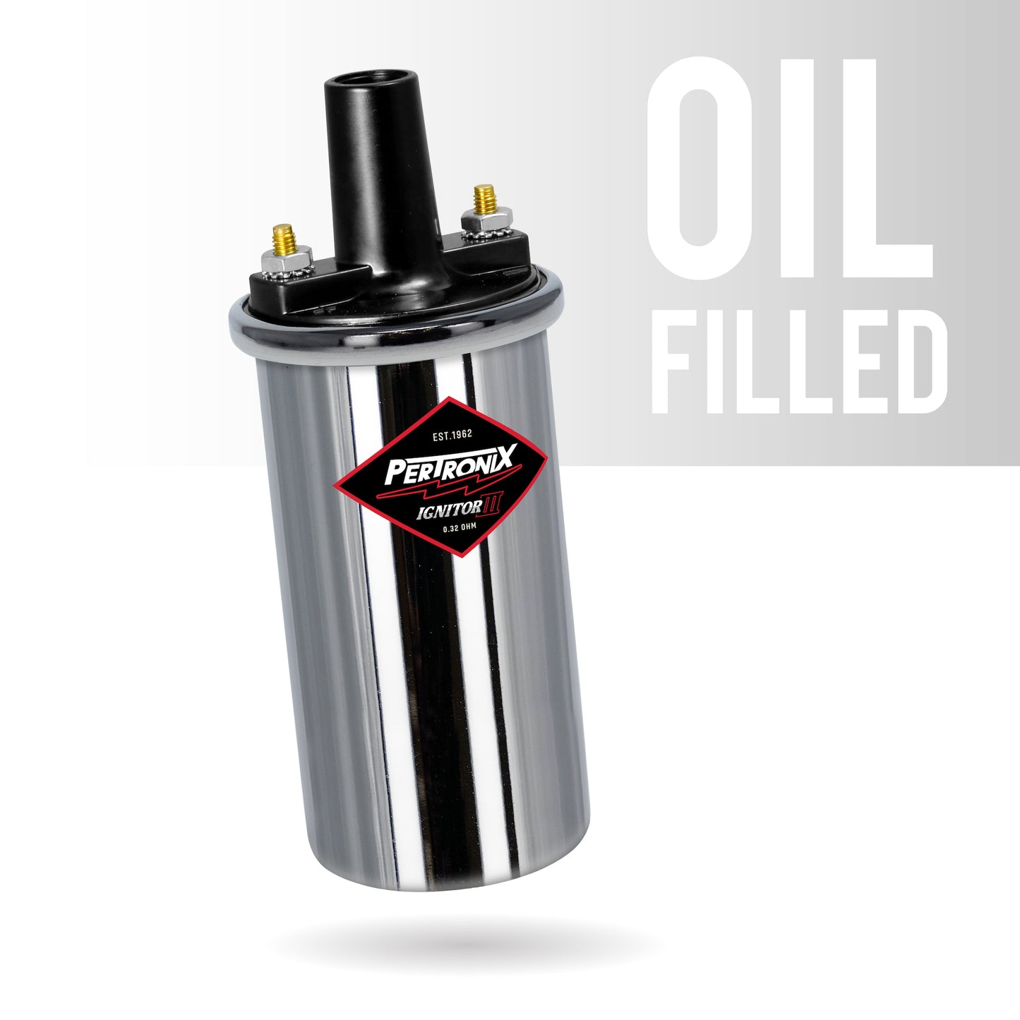 PerTronix 44001 Ignitor III Oil Filled 45,000 Volt Ignition Coil with 0.32 Ohms Resistance in Chrome
