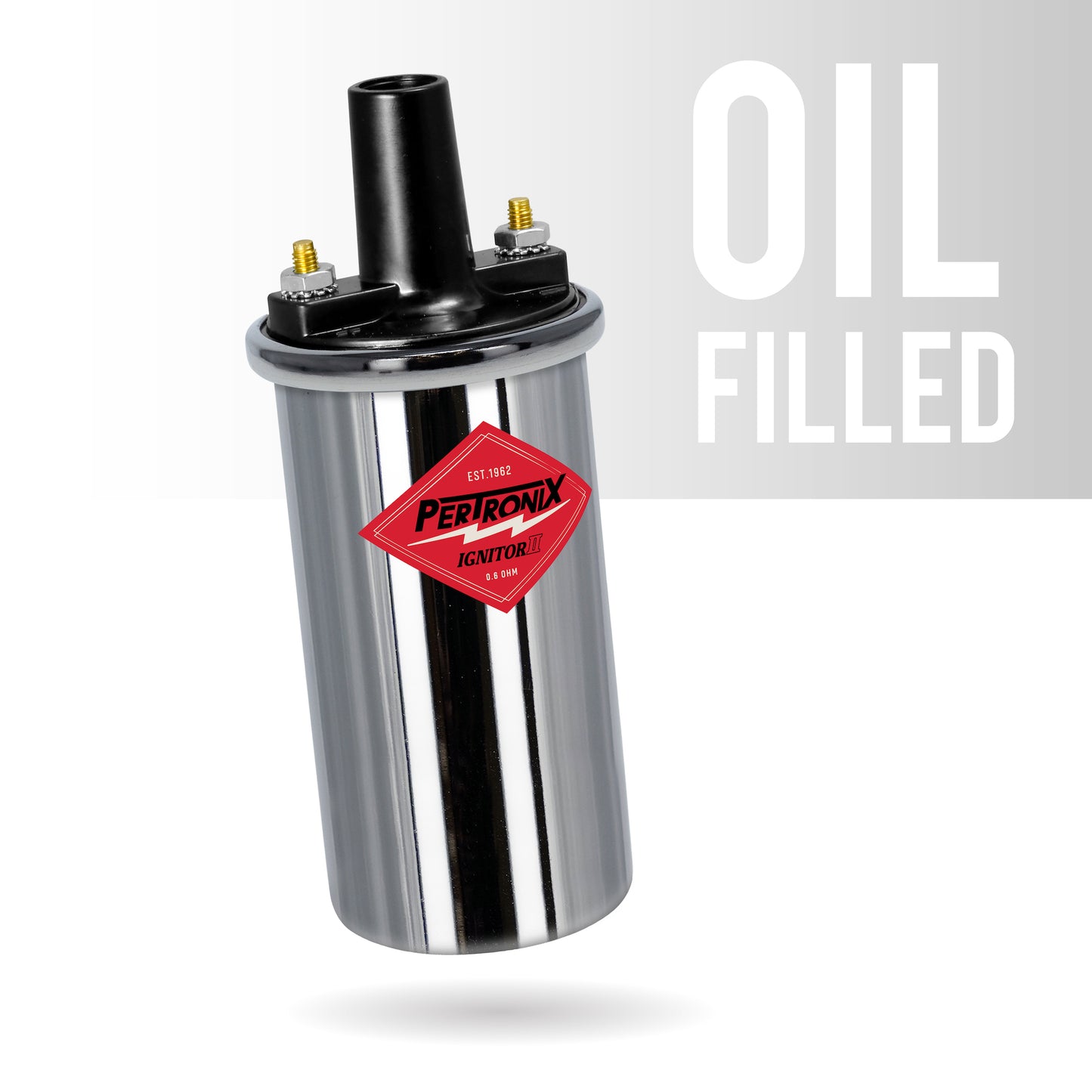 PerTronix 45001 Ignitor II Oil Filled 45,000 Volt Ignition Coil with 0.6 Ohms Resistance in Chrome