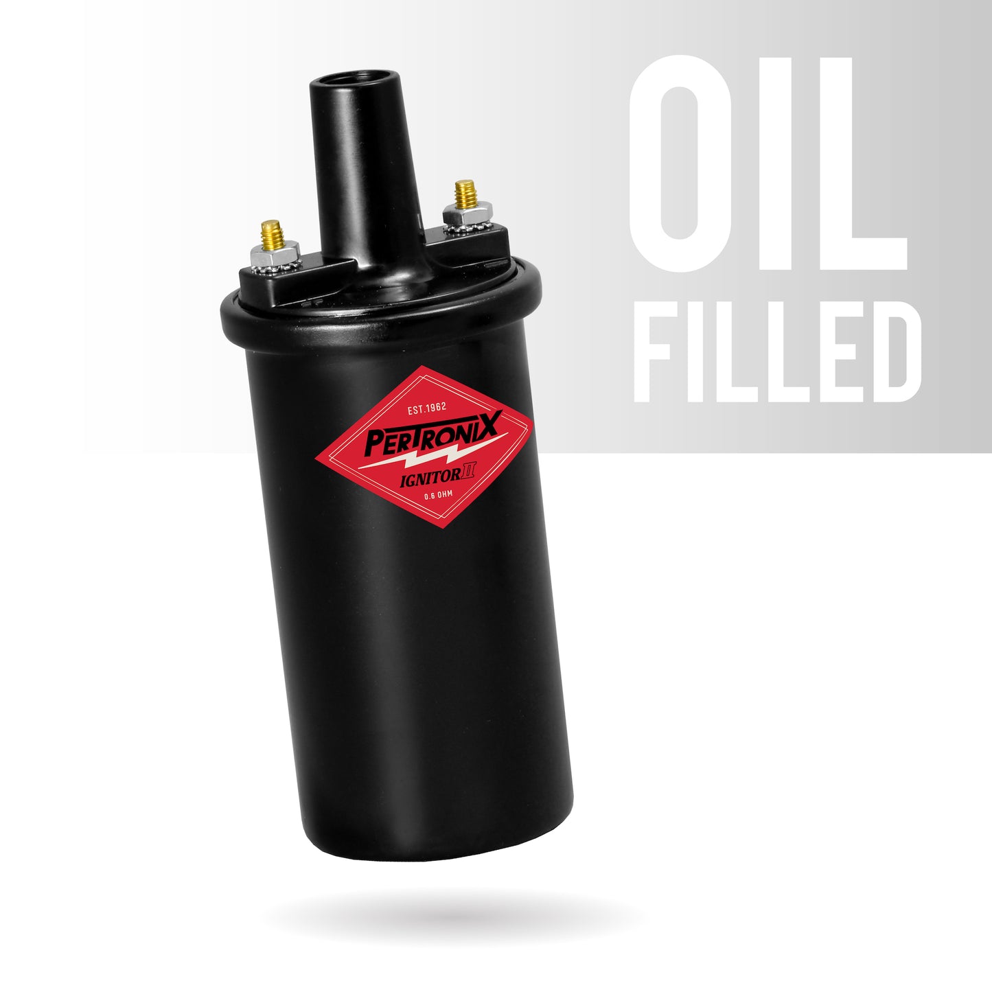 PerTronix 45011 Ignitor II Oil Filled 45,000 Volt Ignition Coil with 0.6 Ohms Resistance in Black