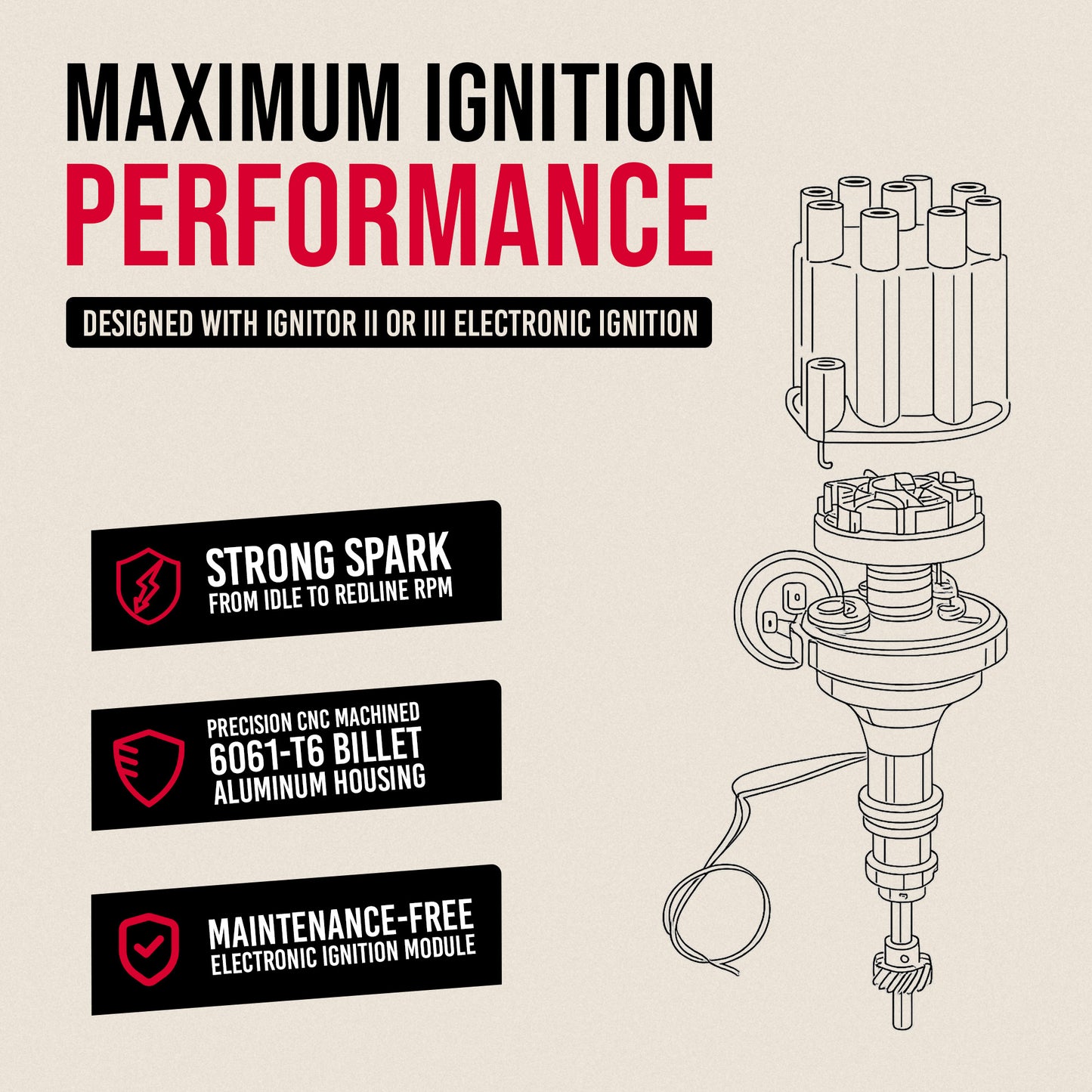 PerTronix Billet Distributor for Ford Small Block Engines (Ignitor II)