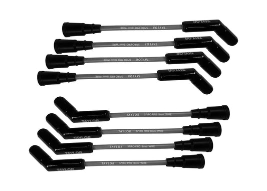 Taylor Cable Spiro-Pro 8mm Gray Spark Plug Wires with Black Ceramic Boots and Heat Protecting Sleeving for Ford 7.3L Godzilla Engines