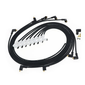 Chevy Small Block Race Fit 8mm Spiro-Pro White Ceramic Boots Spark Plug Wire Set with Under Headers Socket Fitment