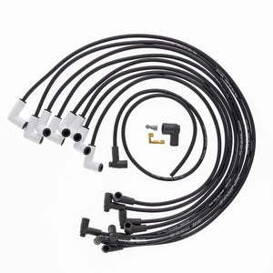 Chevy Small Block Race Fit 8mm Spiro-Pro White Ceramic Boots Spark Plug Wire Set with Under Headers HEI Fitment