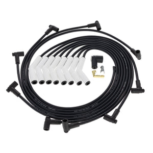 Chevy Big Block Race Fit 8mm Spiro-Pro White Ceramic Boots Spark Plug Wire Set with Over Valve Cover HEI Fitment