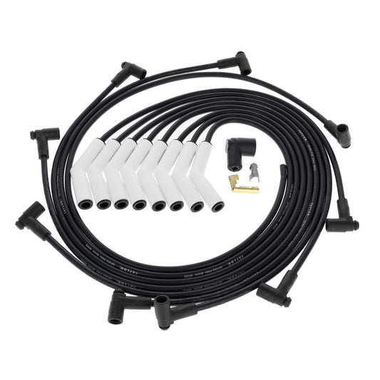 Chevy Big Block Race Fit 8mm Spiro-Pro White Ceramic Boots Spark Plug Wire Set with Over Valve Cover HEI Fitment