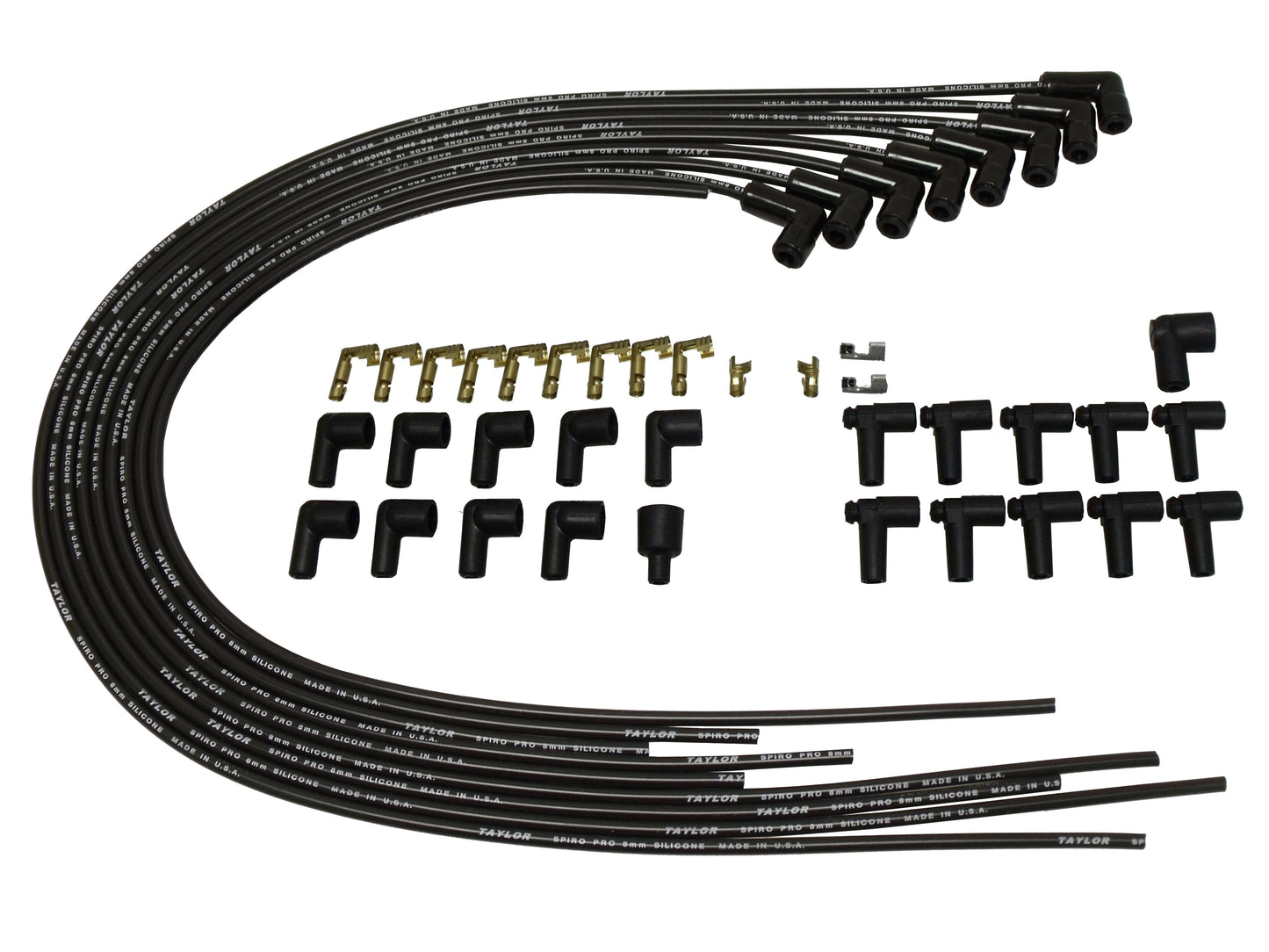 Universal 8mm Spiro-Pro Black Ceramic Boots Spark Plug Wire Sets (Available in 2 Colors)