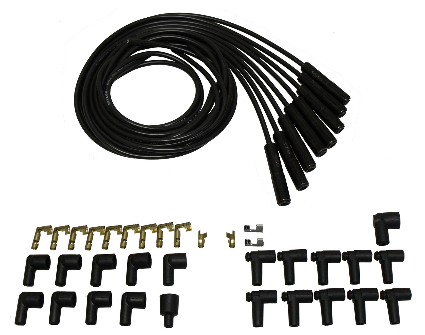 Universal 8mm Spiro-Pro Black Ceramic Boots Spark Plug Wire Sets (Available in 2 Colors)
