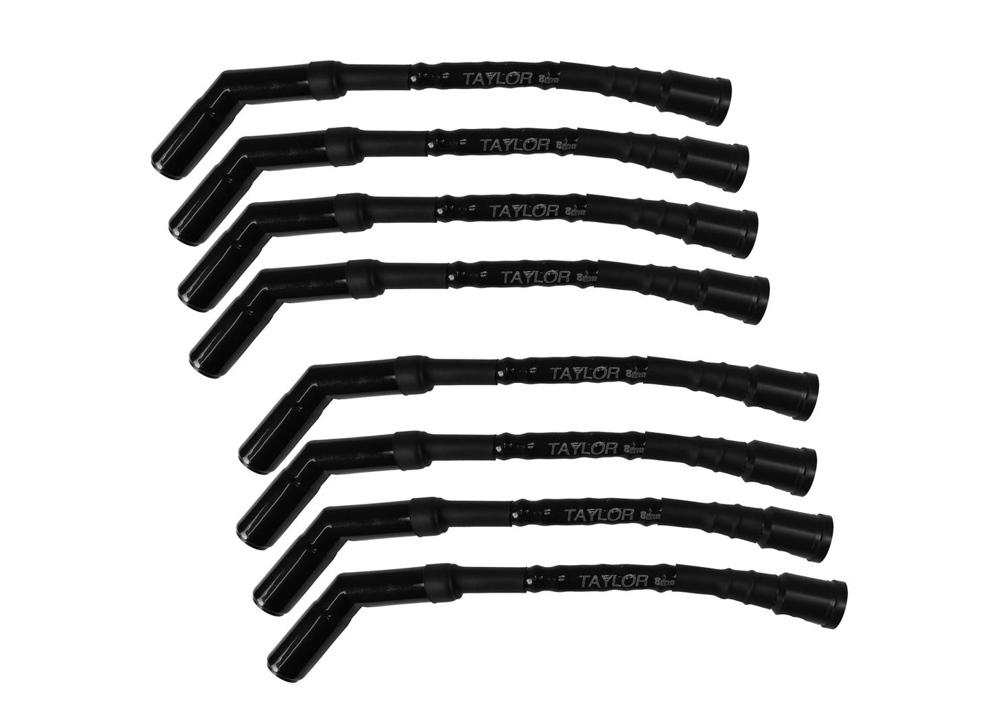 Taylor Cable Spiro-Pro 8mm Spark Plug Wires with Black Ceramic Boots and Heat Protecting Sleeving for Ford 7.3L Godzilla Engines