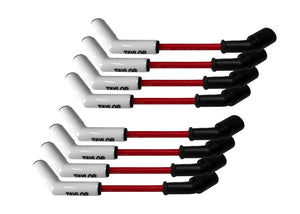 Taylor Cable 75245 8mm Spiro Pro White Ceramic Boot Wire Set 135˚ Red