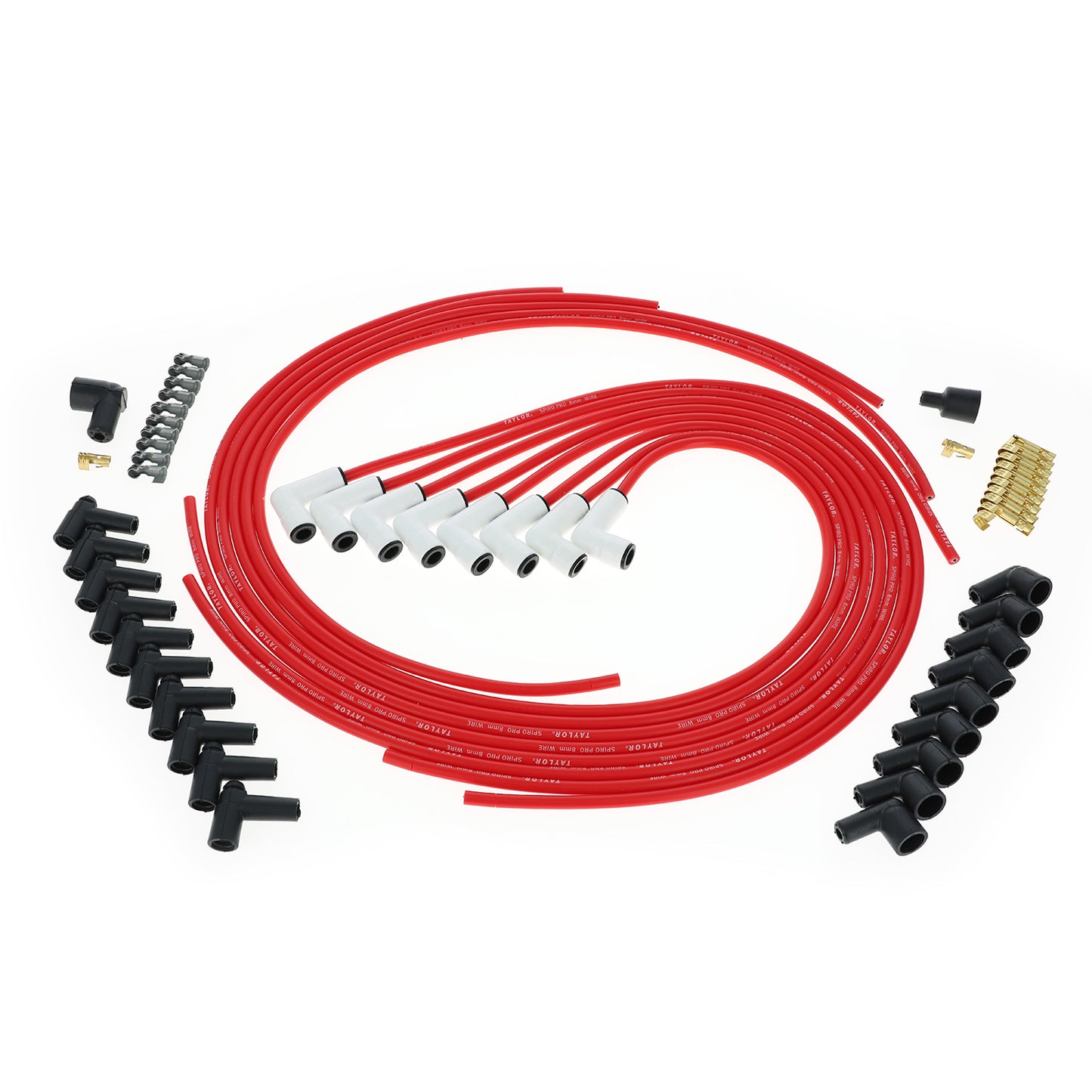 Universal 8mm Spiro-Pro with White Ceramic Boots Spark Plug Wire Set