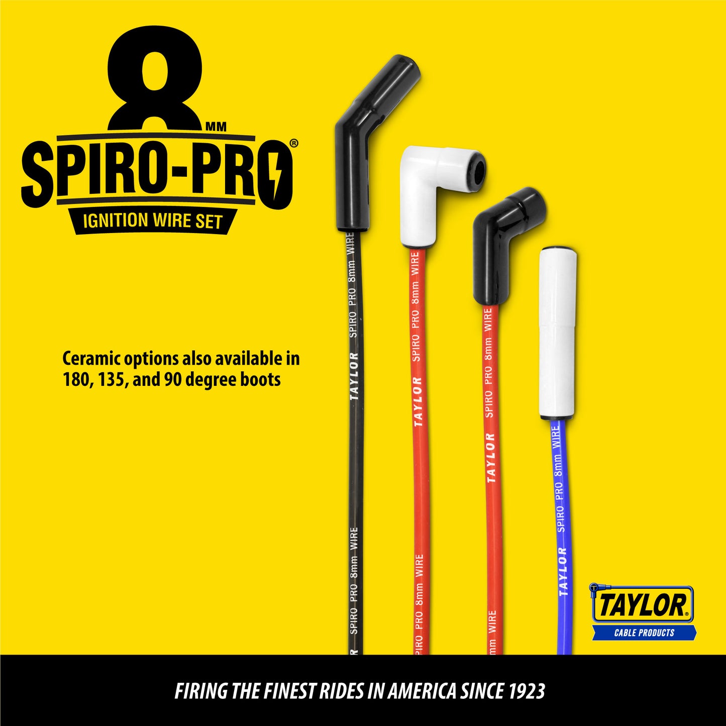 Taylor Cable 76228 8mm Spiro Pro Race Fit Spark Plug Wires 90° Red