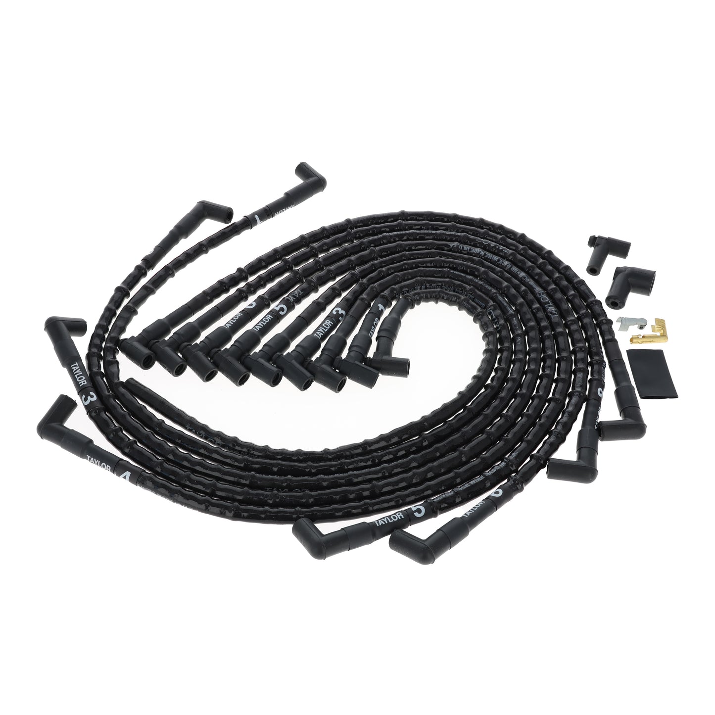 Chevy Small Block Race Fit 8.2mm Thundervolt Sleeved Spark Plug Wire Set with Over Valve Cover HEI Fitment