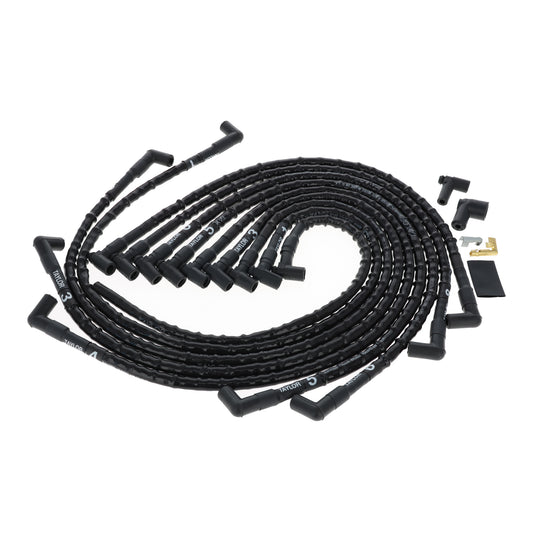 Chevy Small Block Race Fit 8.2mm Thundervolt Sleeved Spark Plug Wire Set with Over Valve Cover HEI Fitment