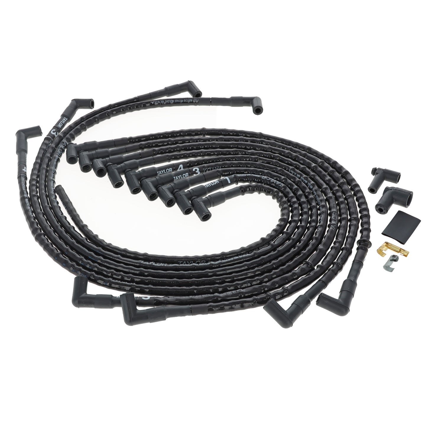 Chevy Small Block Race Fit 8.2mm Thundervolt Sleeved Spark Plug Wire Set with Under Headers HEI Fitment
