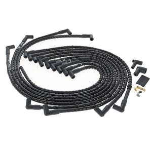 Chevy Small Block Race Fit 8.2mm Thundervolt Sleeved Spark Plug Wire Set with Under Headers HEI Fitment