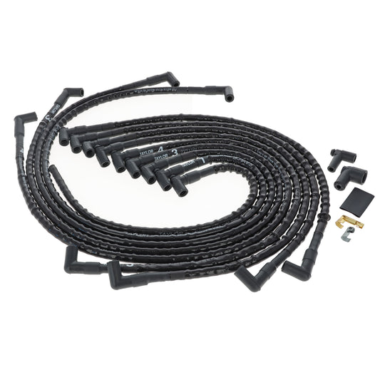 Chevy Small Block Race Fit 8.2mm Thundervolt Sleeved Spark Plug Wire Set with Under Headers HEI Fitment