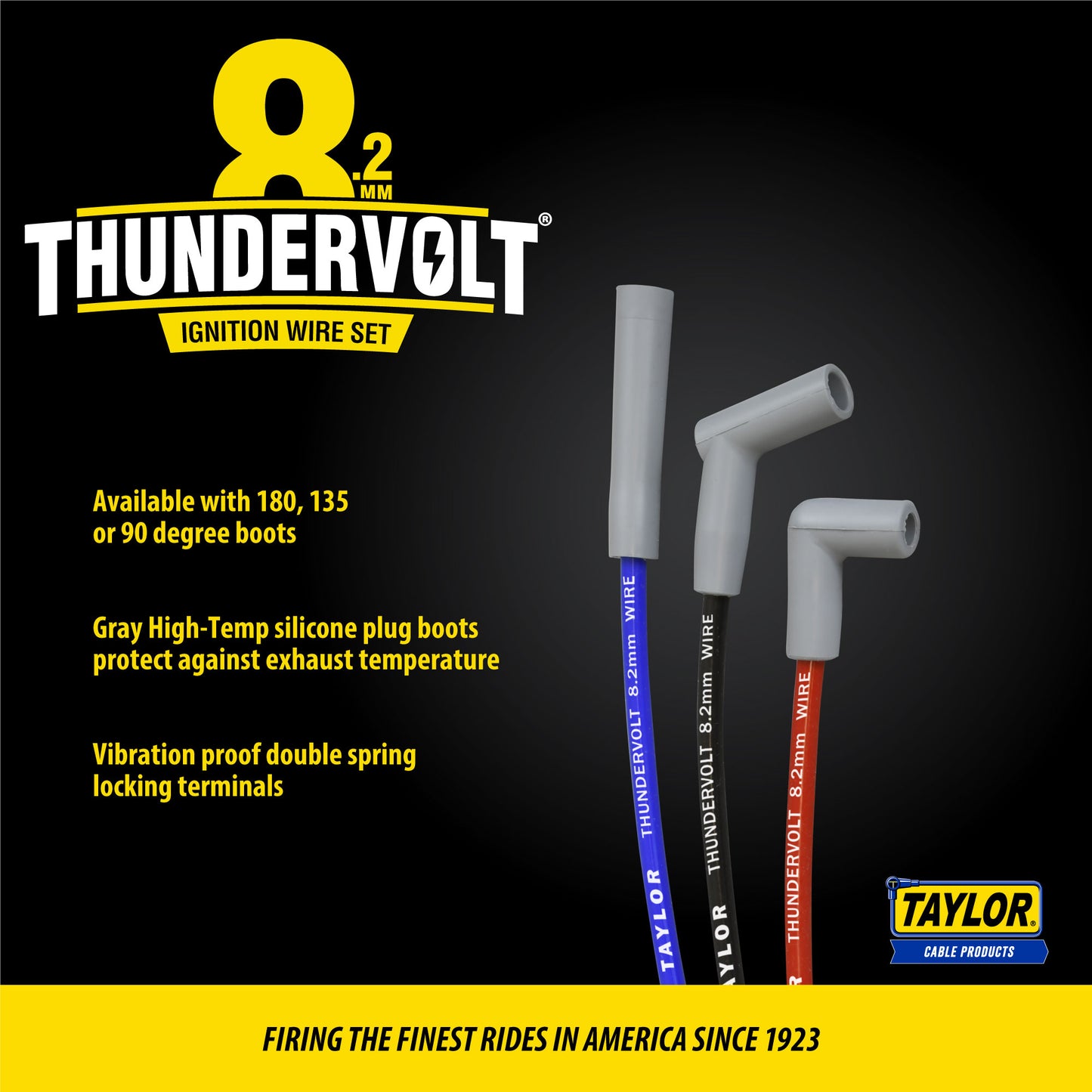 Taylor Cable 86630 8.2mm Thundervolt Race Fit Spark Plug Wires 90° Blue