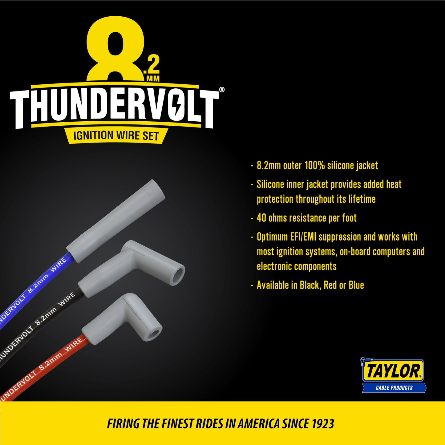 Taylor Cable 86630 8.2mm Thundervolt Race Fit Spark Plug Wires 90° Blue