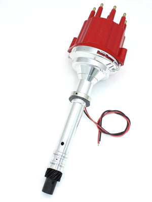 PerTronix D105811 Flame-Thrower Electronic Distributor Billet Chevrolet Small Block/Big Block Slip Collar Plug and Play with Ignitor II Technology Non Vacuum Advance Red Male Cap