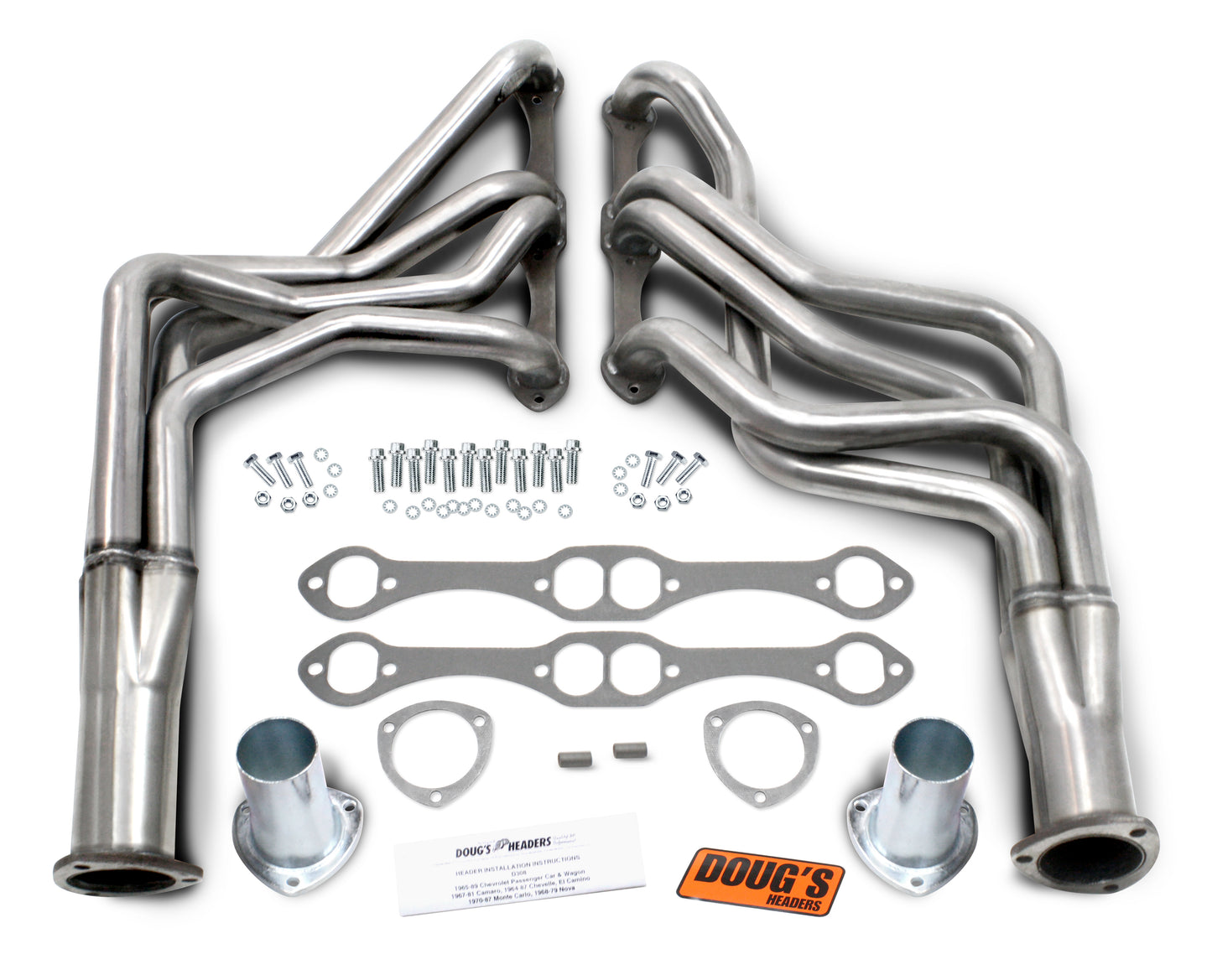 Doug's Headers D308-SS 304 Stainless Long Tube Header 67-87 GM F, G, & A Body 265-400 SBC 1 5/8" Primary 3" Collector
