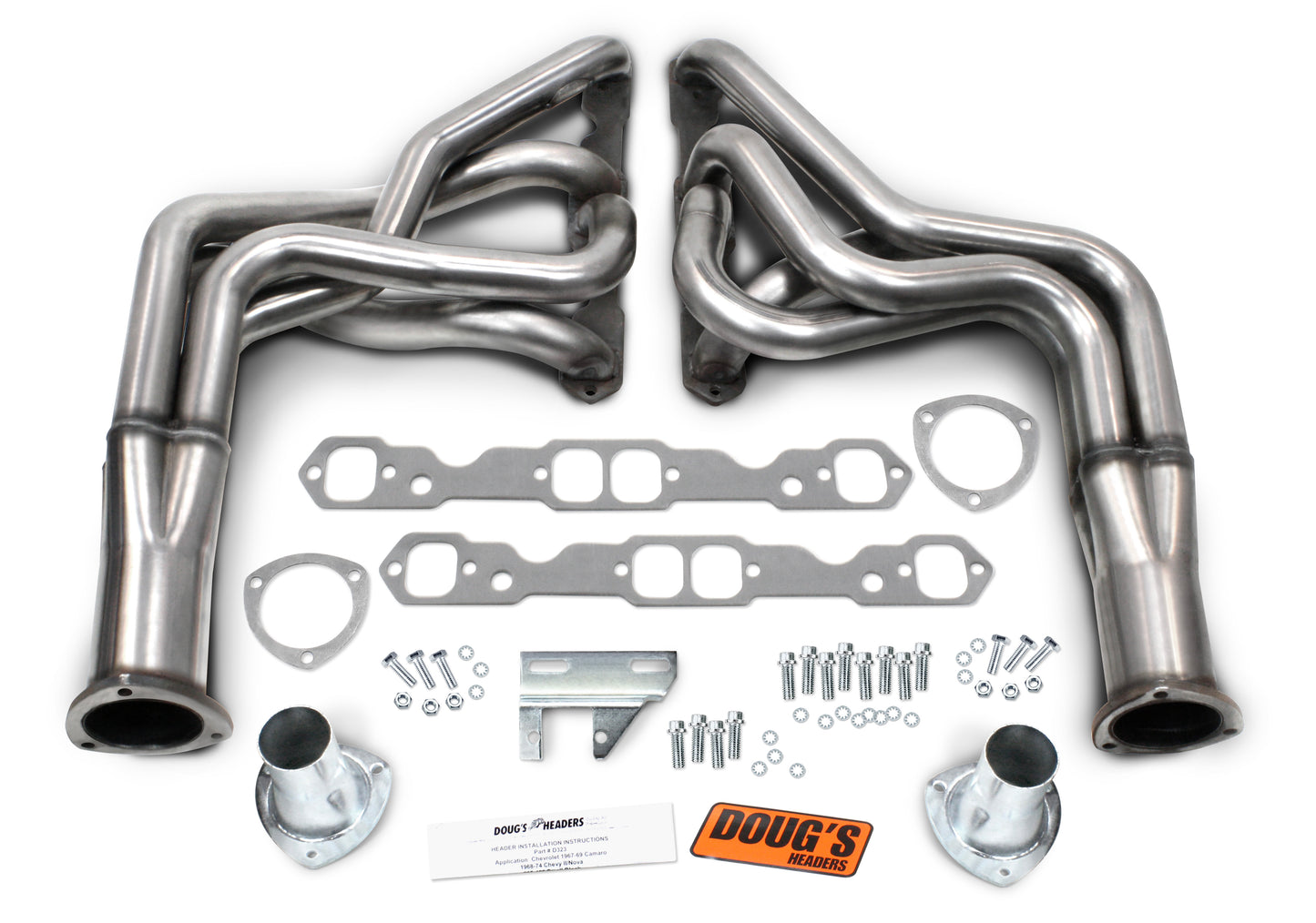 Doug's Headers D323-SS 304 Stainless Long Tube Header 67-69 F Body/68-74 X Body 265-400 SBC 1 7/8" Primary 3 1/2" Collector