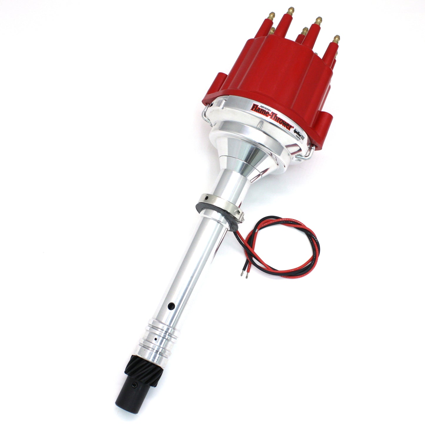 PerTronix D7105811 Flame-Thrower Electronic Distributor Billet Chevrolet Small Block/Big Block Slip Collar with Ignitor III Non Vacuum Red Cap